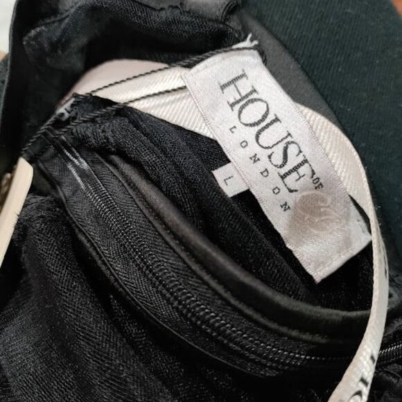 NWT House of CB Hermosa Black Lace Sheer Collar Dress Women's Size Large - Picture 8 of 13